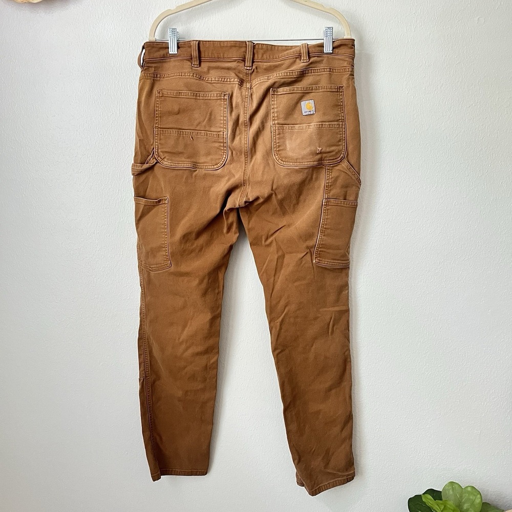 Carhartt womens pants reg relaxed fit taper leg brown chore *Distressed Flaw 14R